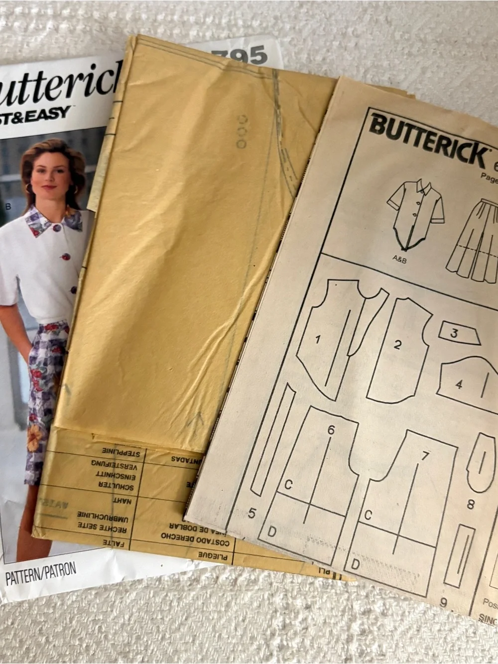 Butterick Fast & Easy Vintage Pattern 6795 for Misses’ Shirt, Shorts, and Pants